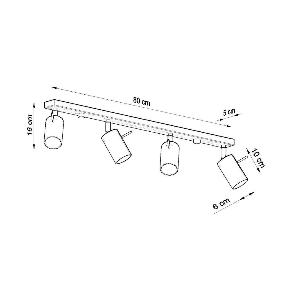 Plafonnier Ring 4L à spots orientables, détail de la finition