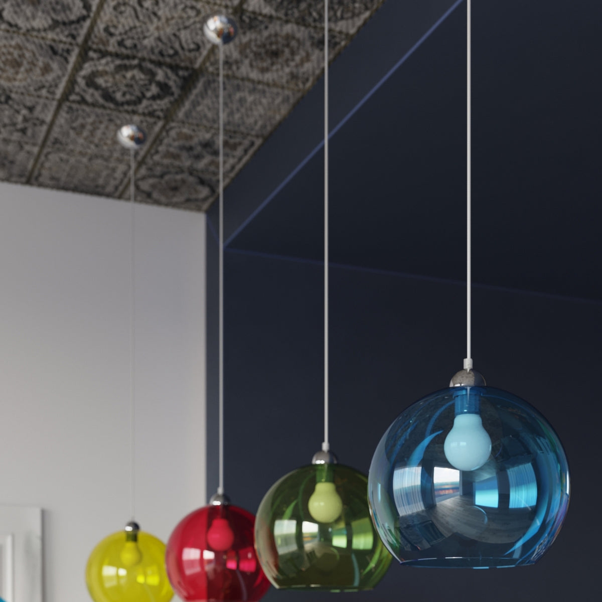 Suspension Ball en verre soufflé transparent, vue d'ensemble