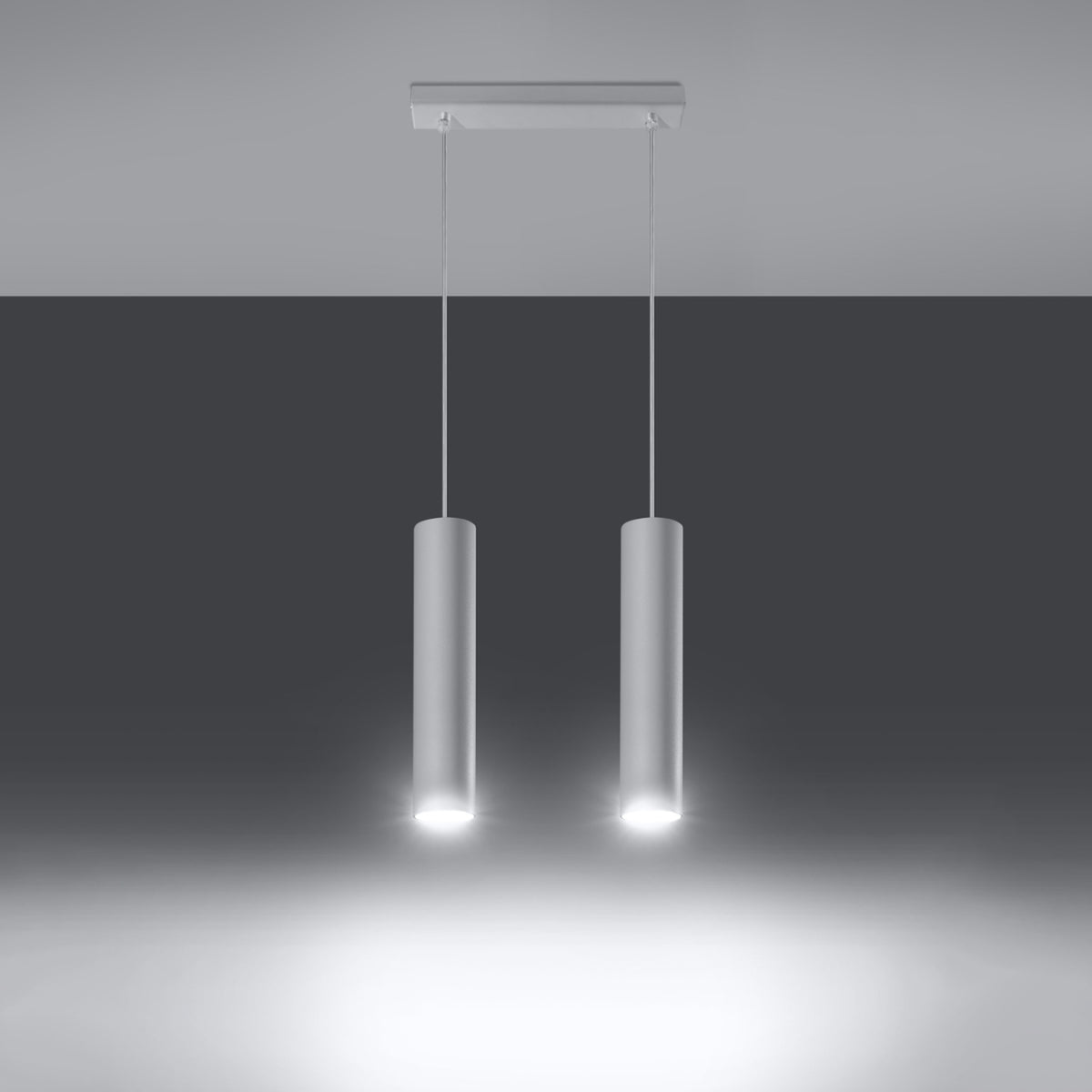 Suspension Lagos 2 sources blanche en acier brut, autre vue