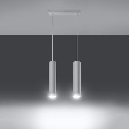 Suspension Lagos 2 sources blanche en acier brut, autre vue