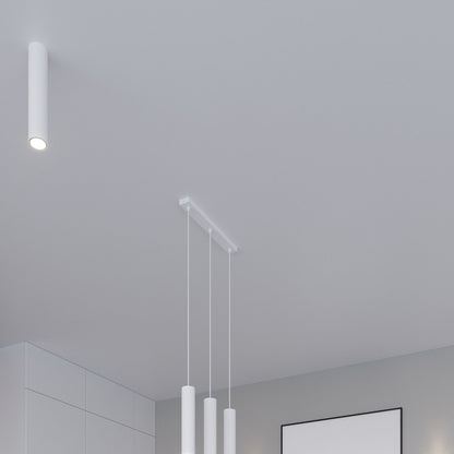 Suspension Lagos 3 sources blanche en acier brut, vue d'ensemble