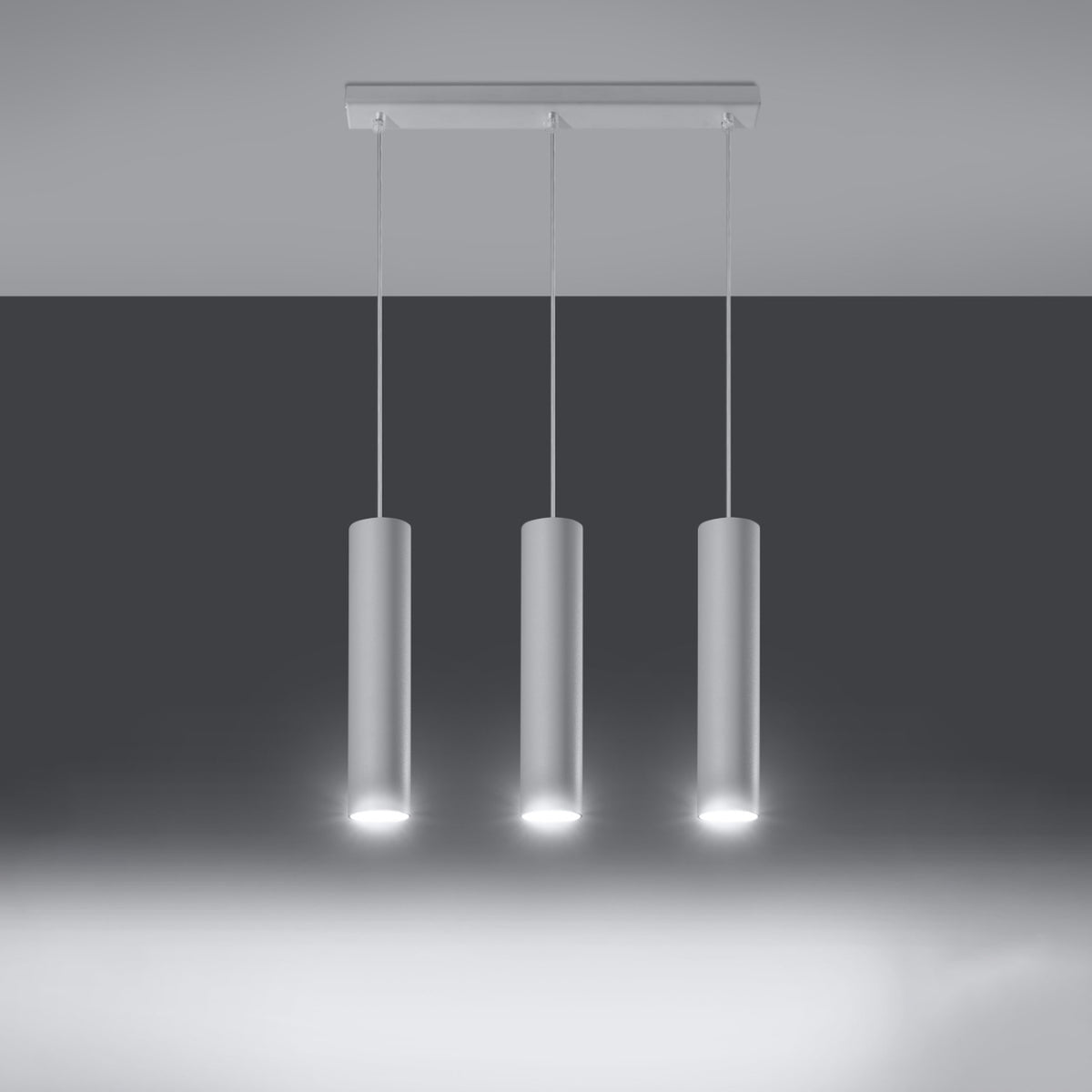 Suspension Lagos 3 sources blanche en acier brut, autre vue
