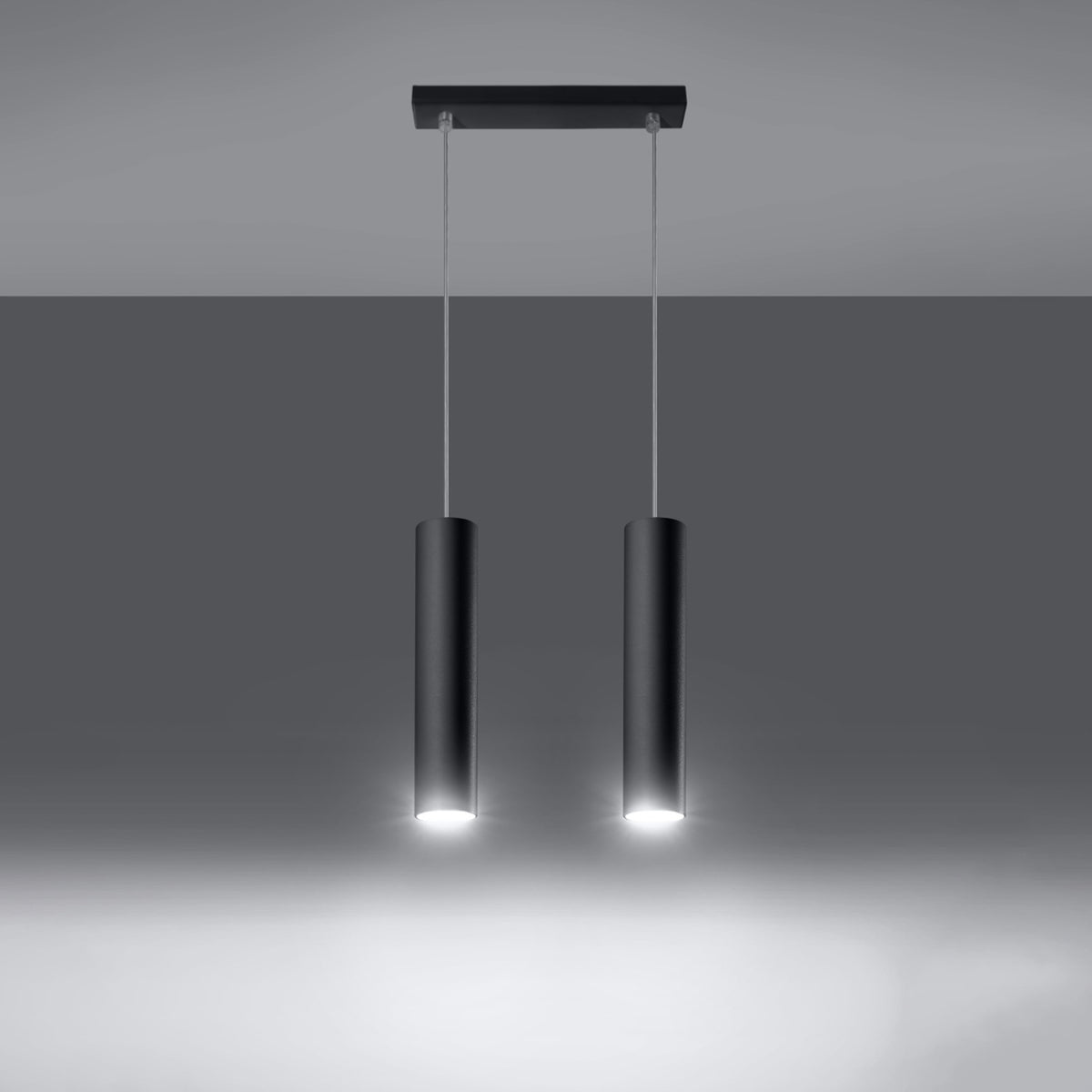 Suspension Lagos 2 sources noire en acier brut, autre vue