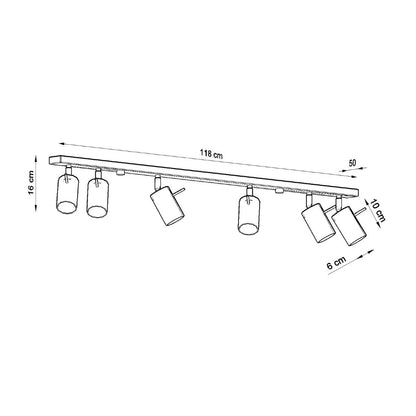 Plafonnier Ring 6L à spots orientables, détail de la finition