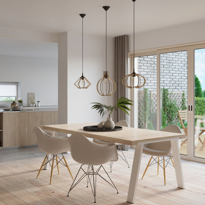 Suspension Arancia en bois naturel, détail de la finition