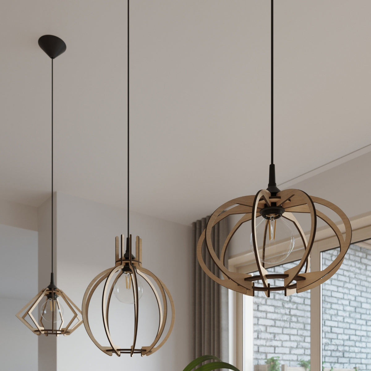 Suspension Arancia en bois naturel, vue d'ensemble