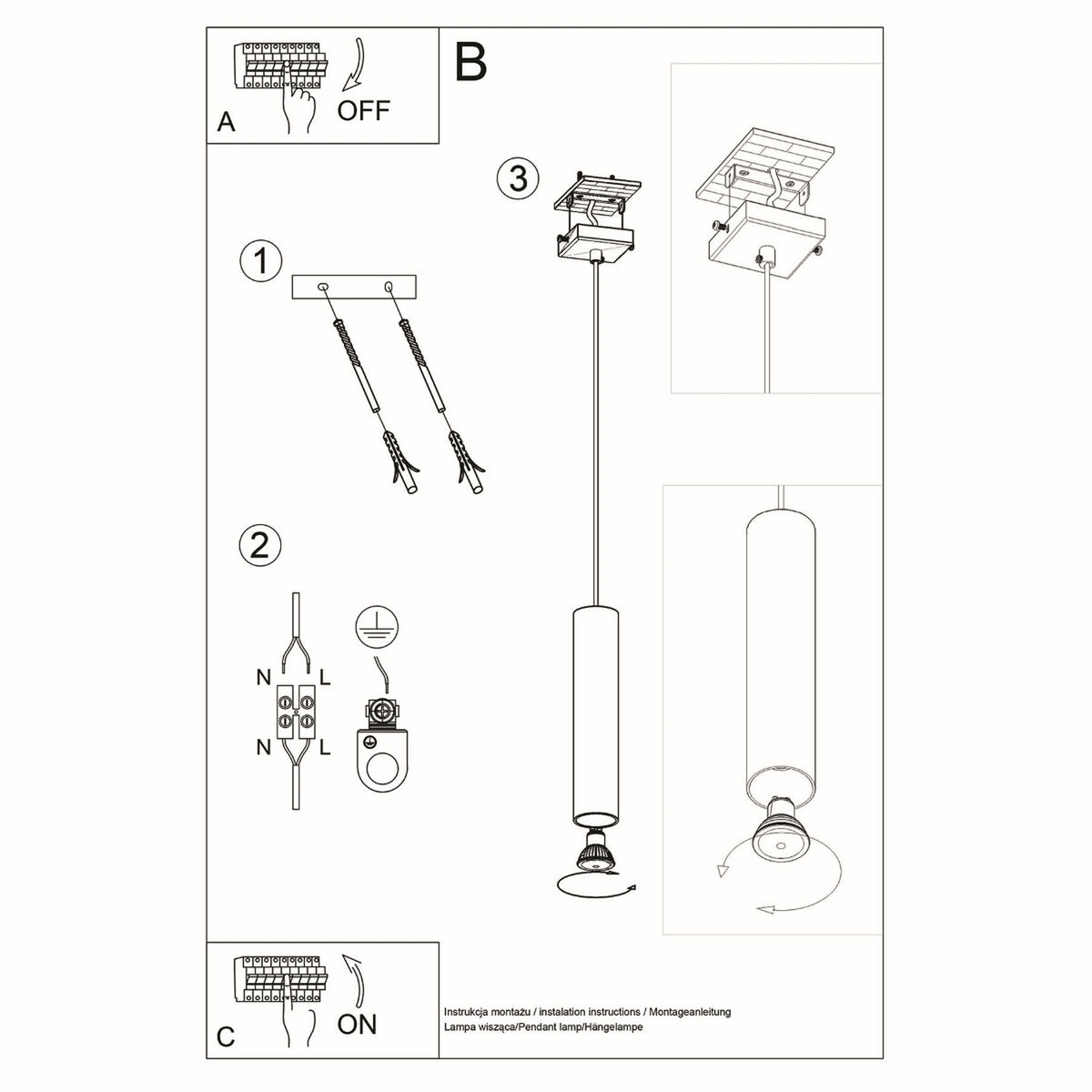 Suspension Lino 1 source en bois, autre angle de vue