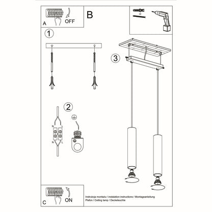 Suspension Lino 2 sources en bois, autre angle de vue