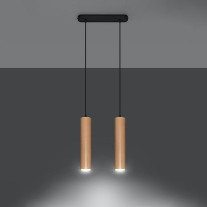 Suspension Lino 2 sources en bois, autre vue