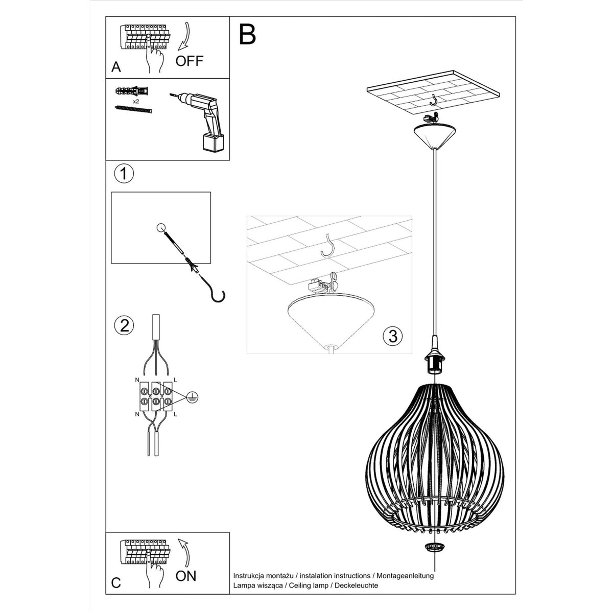 Suspension Aprilla en bois, aperçu du design