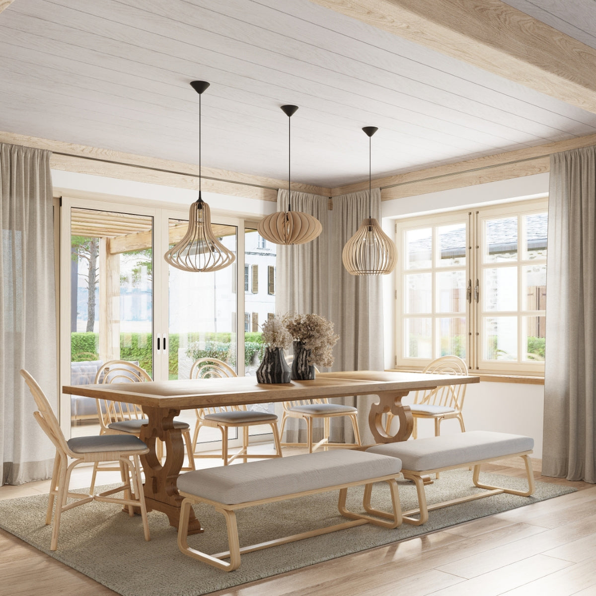 Suspension Aprilla en bois, vue sous un autre angle