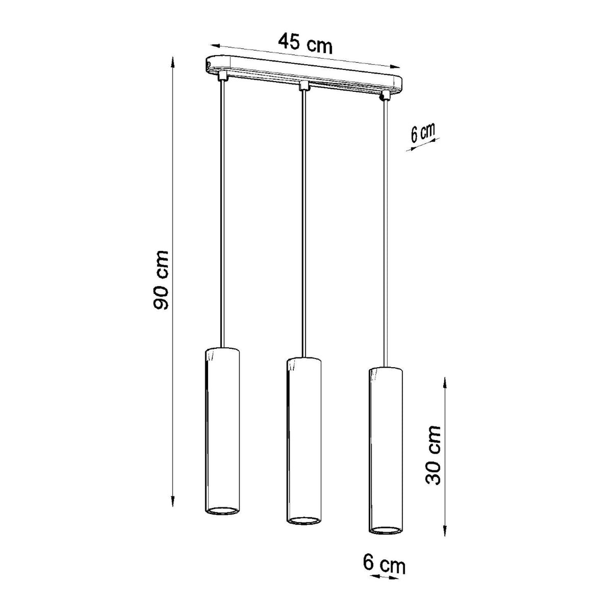 Suspension Luvo 3 sources en béton, vue sous un autre angle