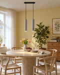 Suspension 2 lumières béton gris, cuisine et salle à manger, 30 cm – Luvo