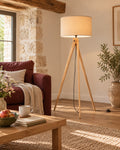 Lampadaire trépied abat-jour tissu Ø 40 cm intemporel – Natt